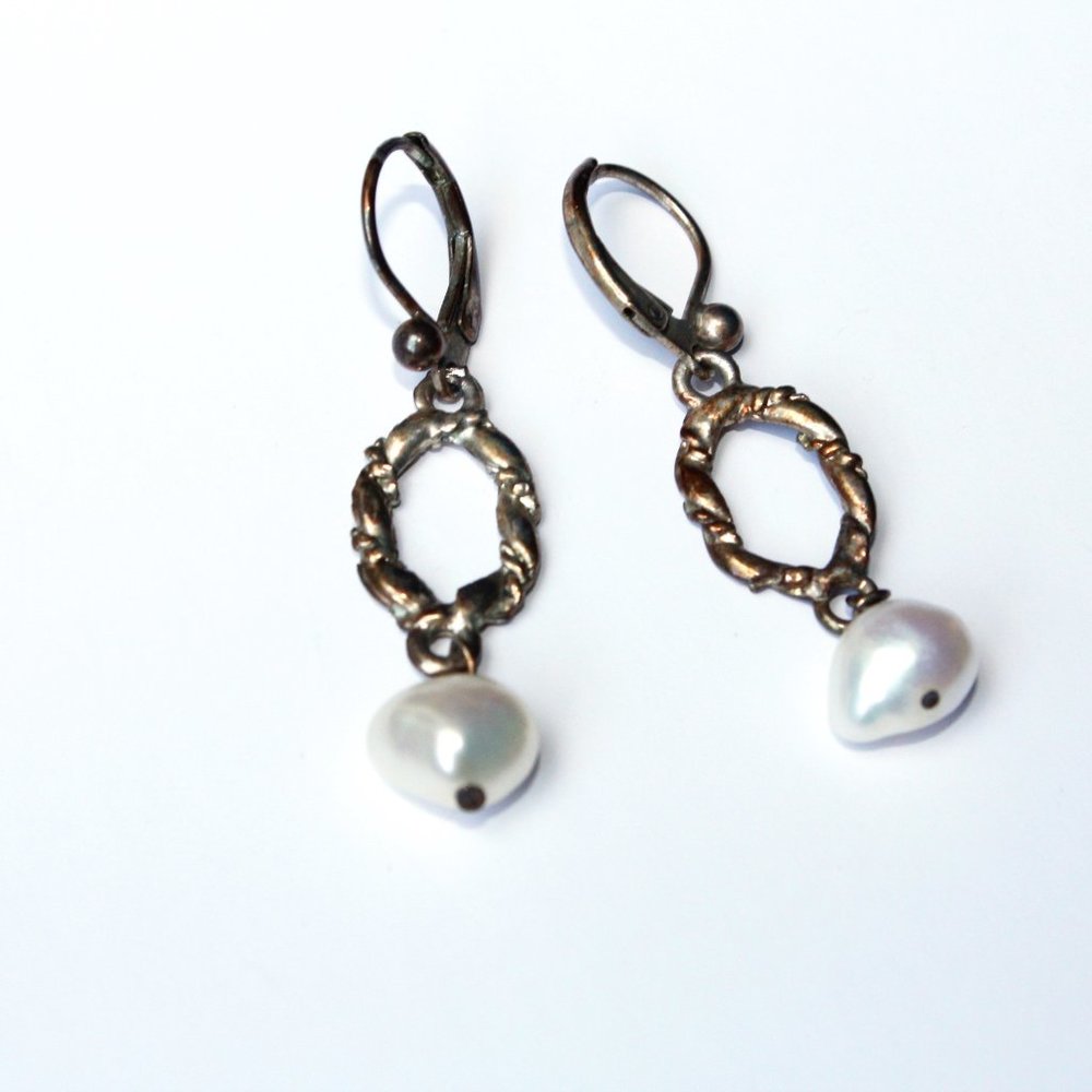 Vintage Baroque Pearl Dangle Earrings